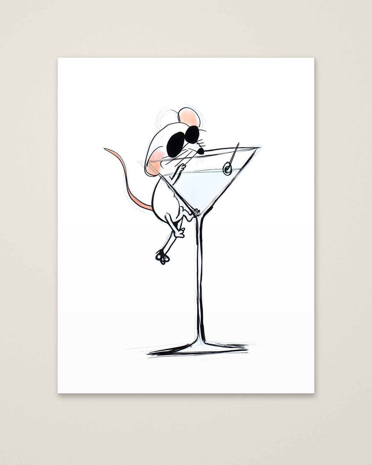 Funny Mouse Martini Art as an unframed matte paper print