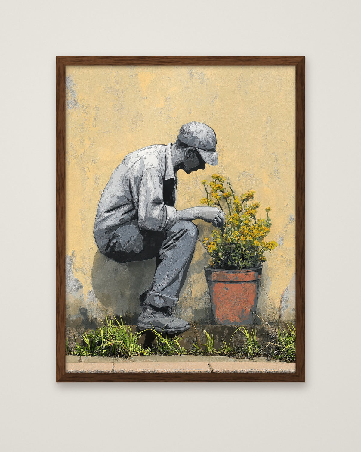 Gardener's Secret Street Art in a dark wood frame