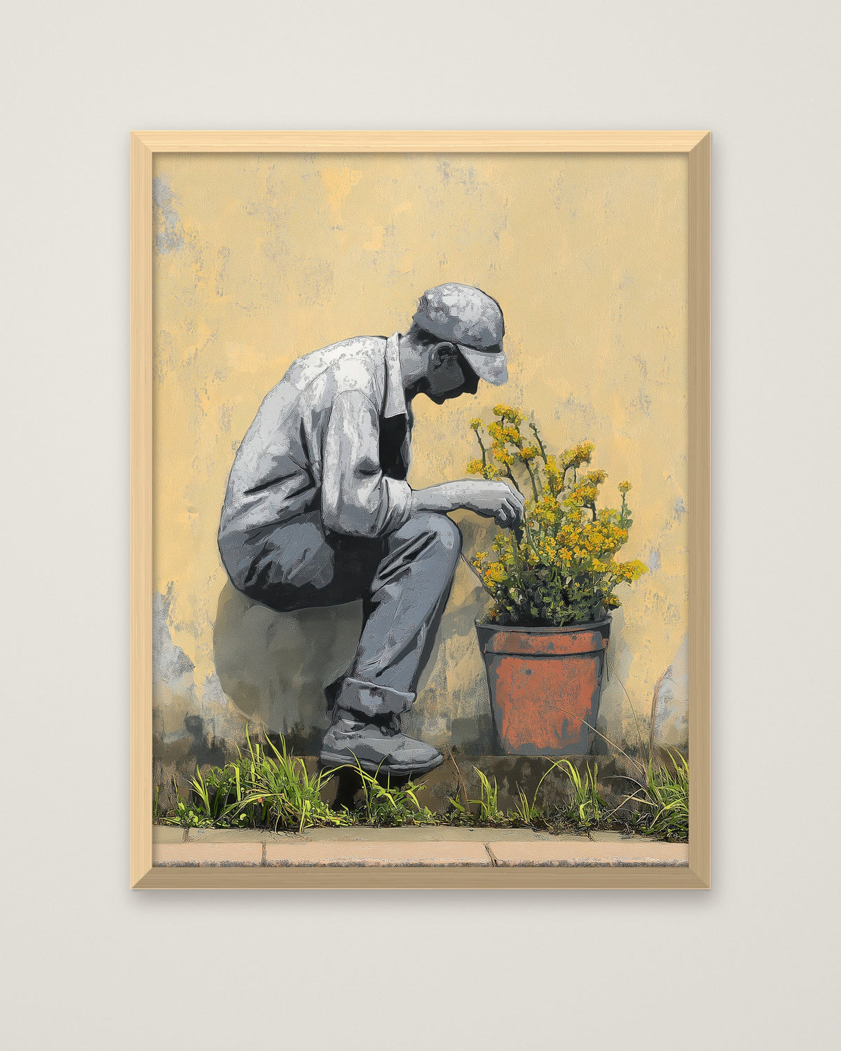 Gardener's Secret Street Art in a natural wood frame