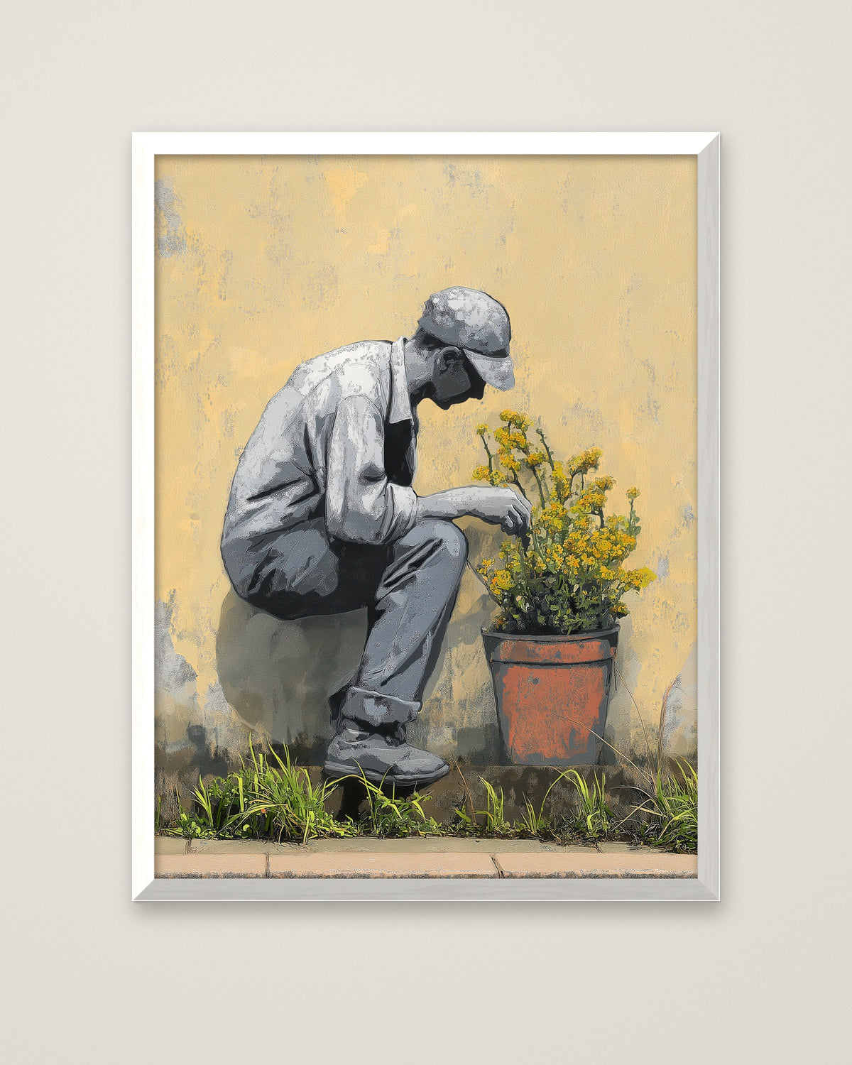Gardener's Secret Street Art in a white frame
