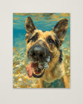 German Shepherd Underwater Dog Art as an unframed matte paper print