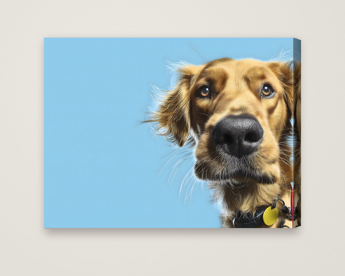 Golden Dog Portrait Art as a stretched canvas