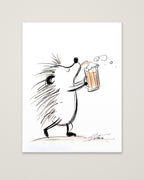 Hedgehog Beer Mug Art as an unframed matte paper print