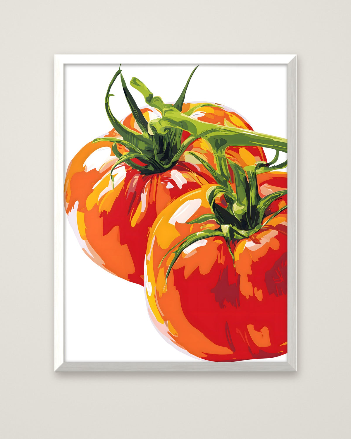 Heirloom Tomato Botanical Art in a white frame