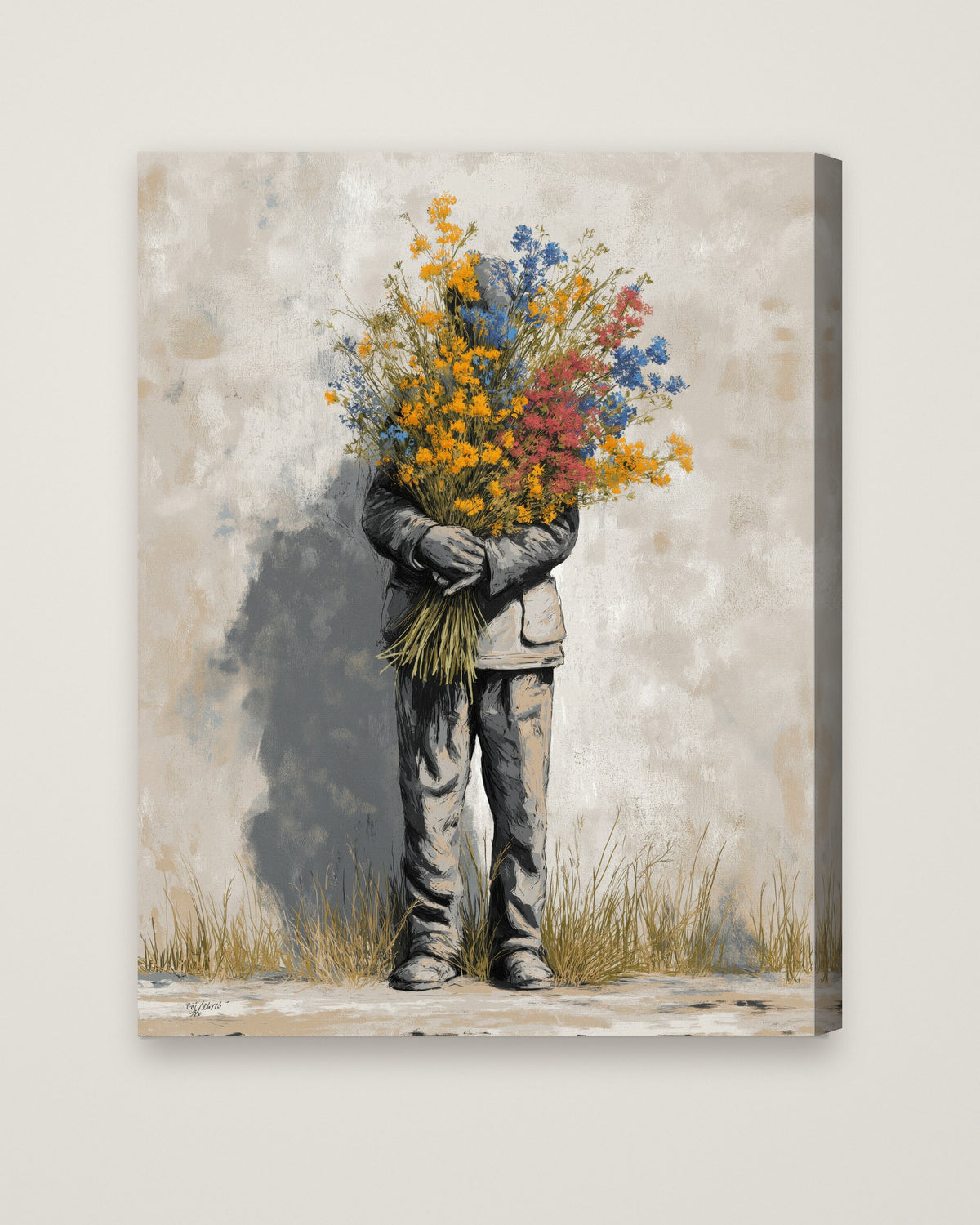 Hidden Bouquet Graffiti Flower Art as a stretched canvas