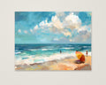 Impressionist Beach Scene Painting as an unframed matte paper print
