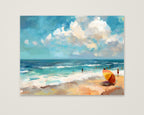 Impressionist Beach Scene Painting as an unframed matte paper print