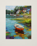 Impressionist Harbor Boats Painting as an unframed matte paper print