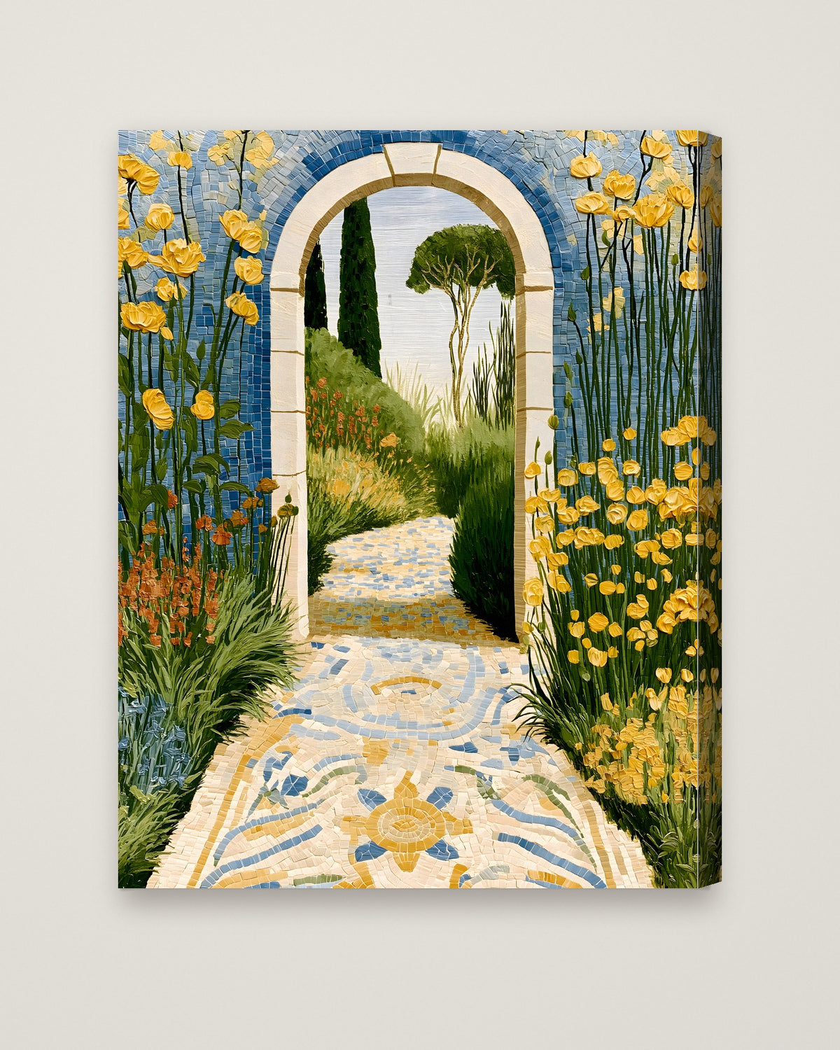Mediterranean Garden Archway Art as a stretched canvas