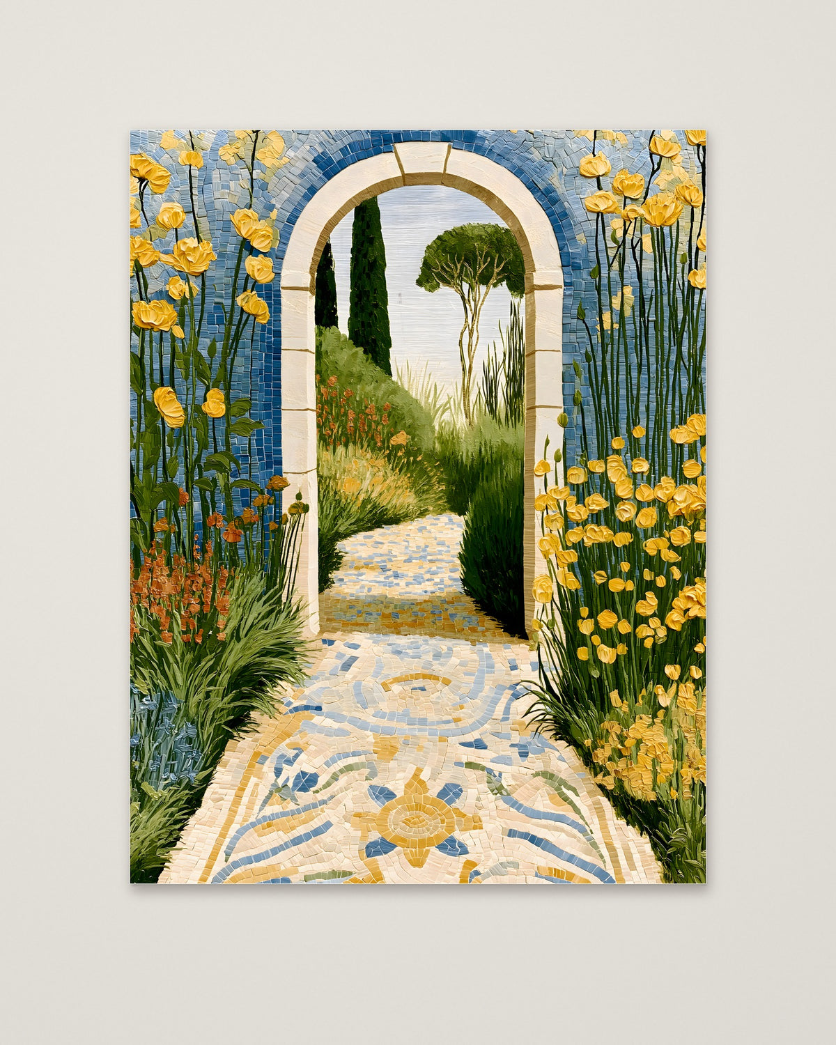 Mediterranean Garden Archway Art as an unframed matte paper print
