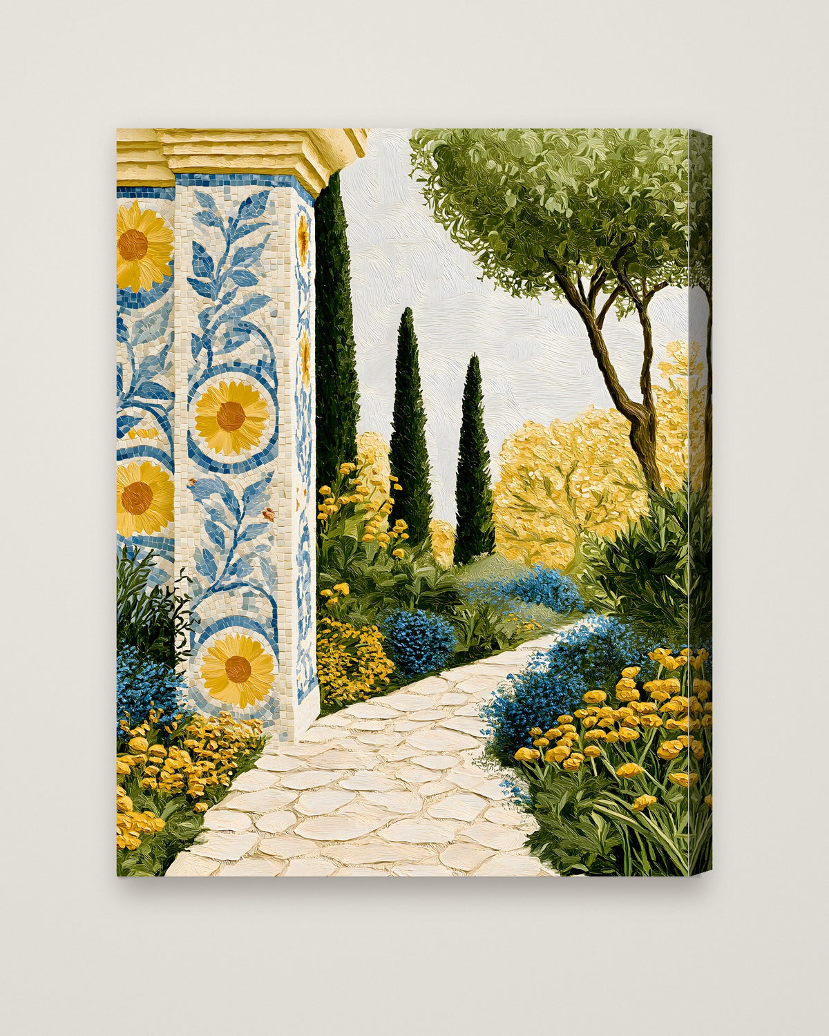 Mediterranean Garden Mosaic Art as a stretched canvas