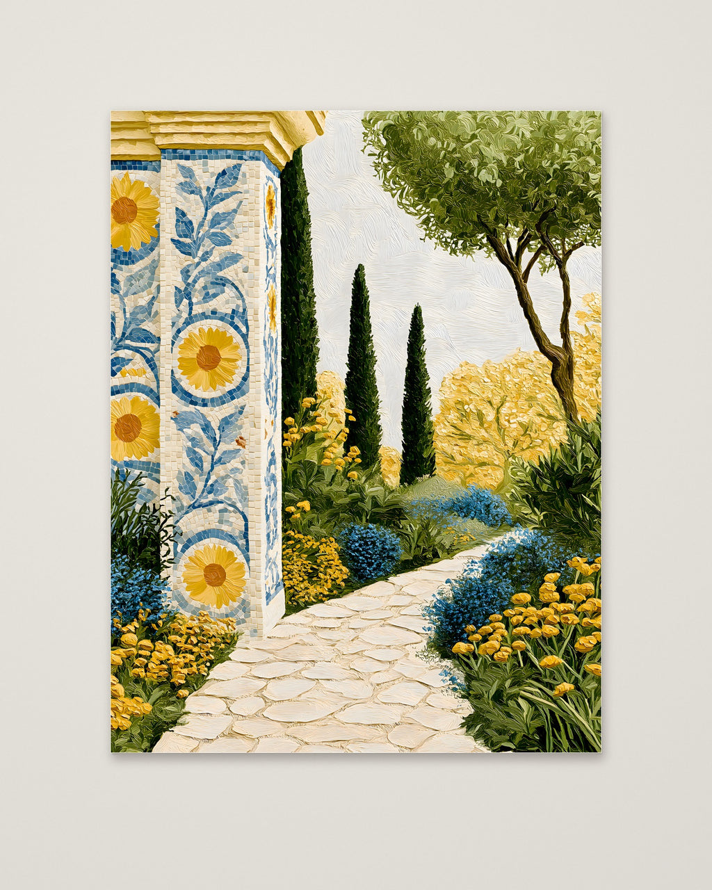Mediterranean Garden Mosaic Art as an unframed matte paper print