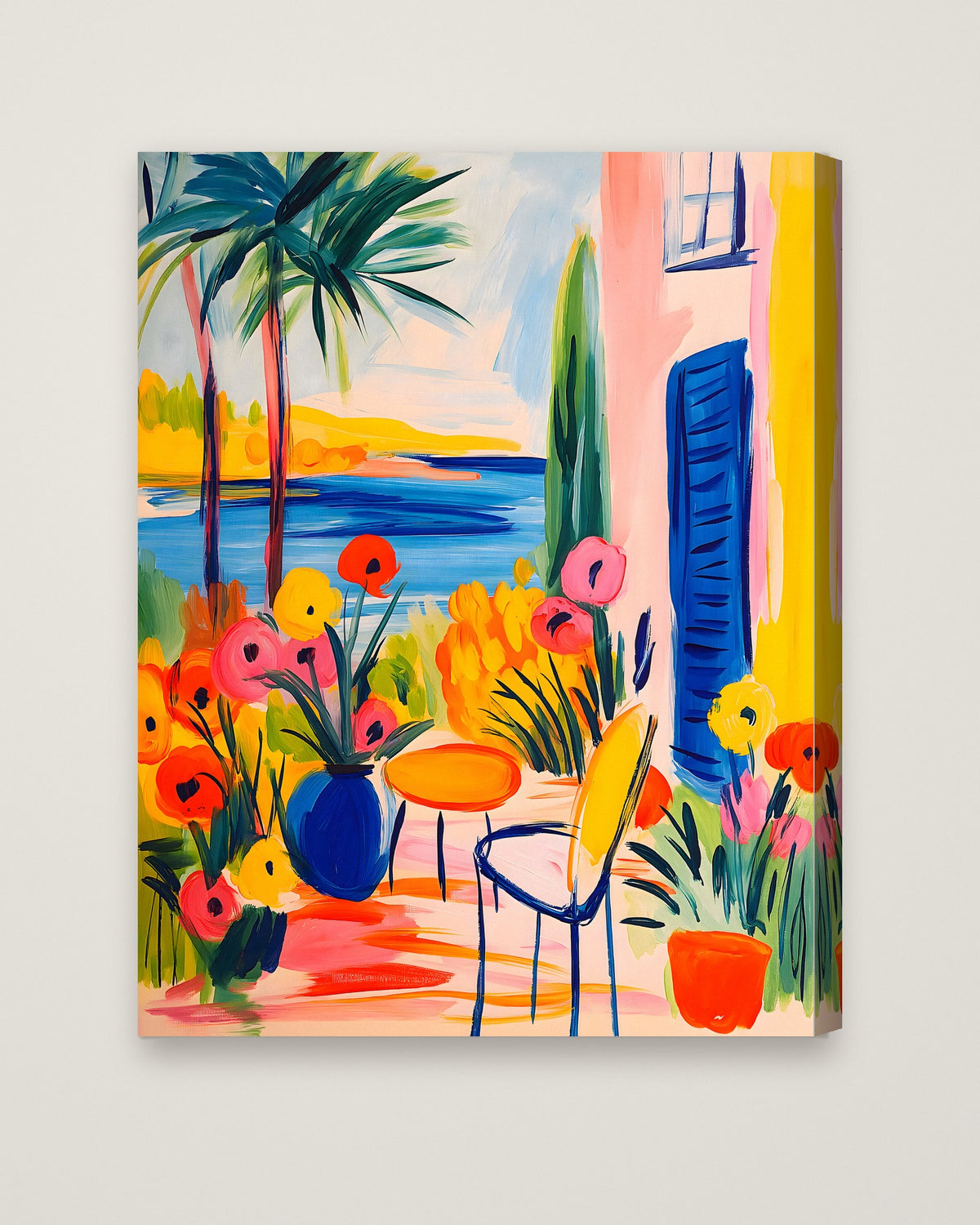 Mediterranean Garden Terrace Art as a stretched canvas