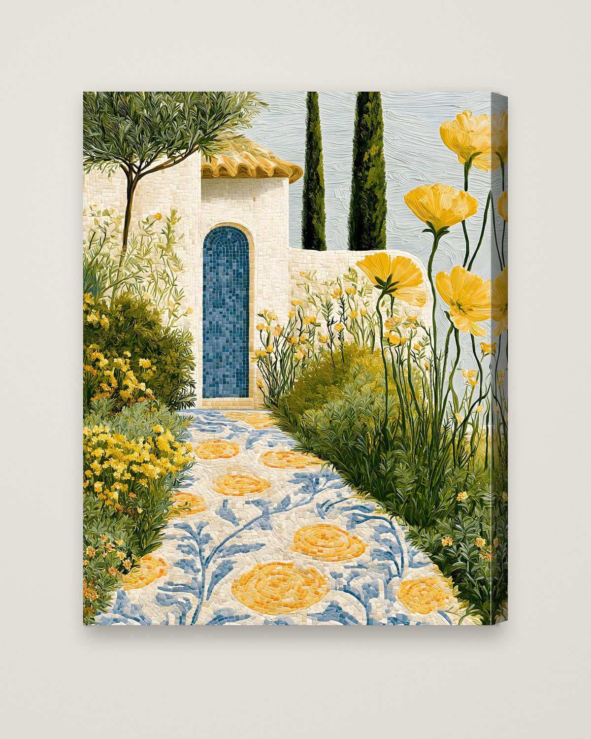 Mediterranean Mosaic Garden Art as a stretched canvas