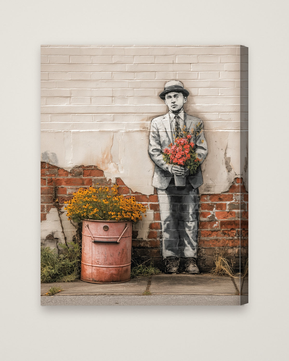 Melancholy Bouquet Still Life Art as a stretched canvas