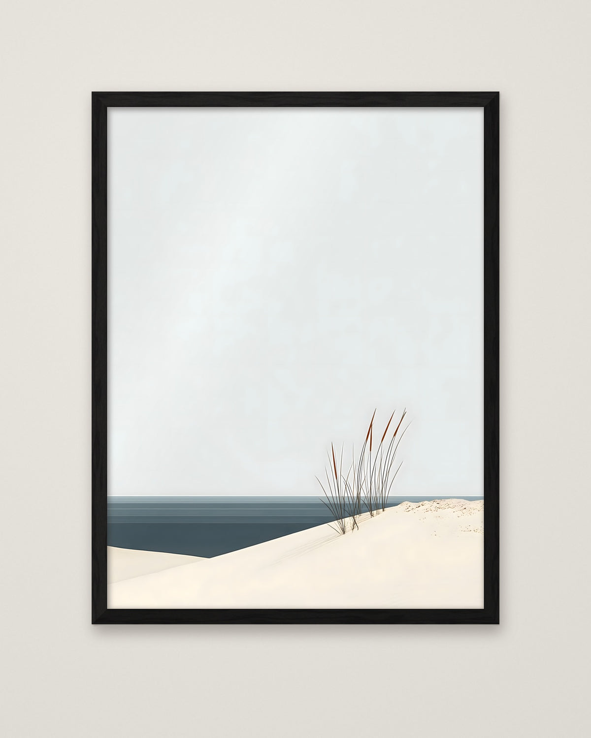 Minimalist Coastal Dune Art in a black frame