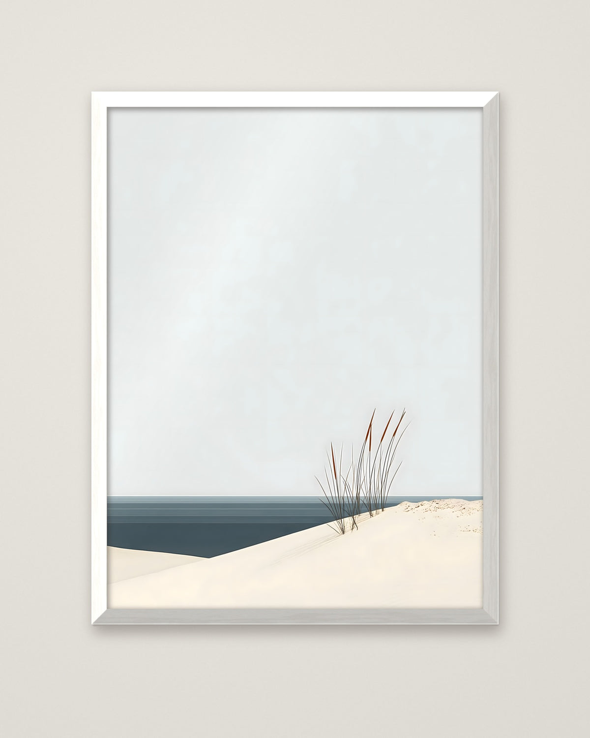 Minimalist Coastal Dune Art in a white frame
