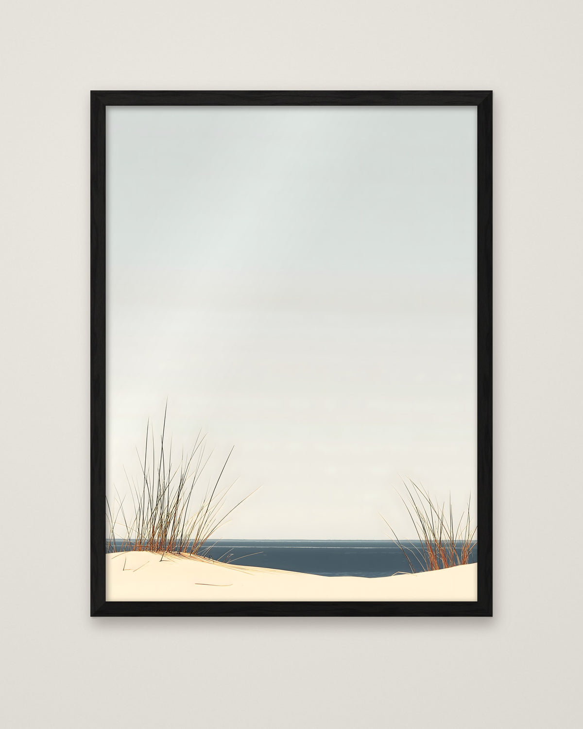 Minimalist Coastal Dune Art in a black frame
