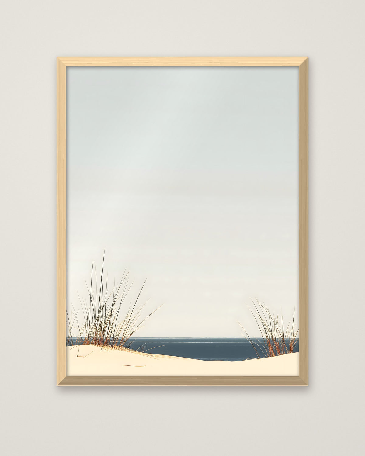 Minimalist Coastal Dune Art in a natural wood frame