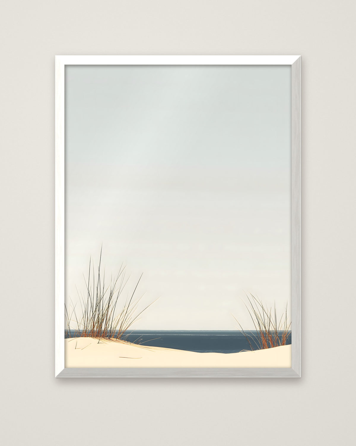 Minimalist Coastal Dune Art in a white frame