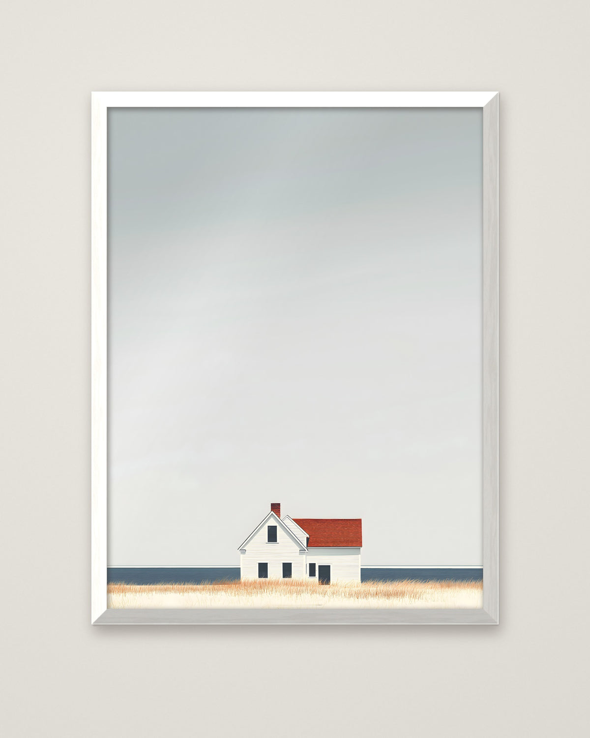 Minimalist Coastal Farmhouse Art in a white frame