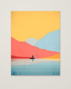Minimalist Fishing Landscape Art as an unframed matte paper print