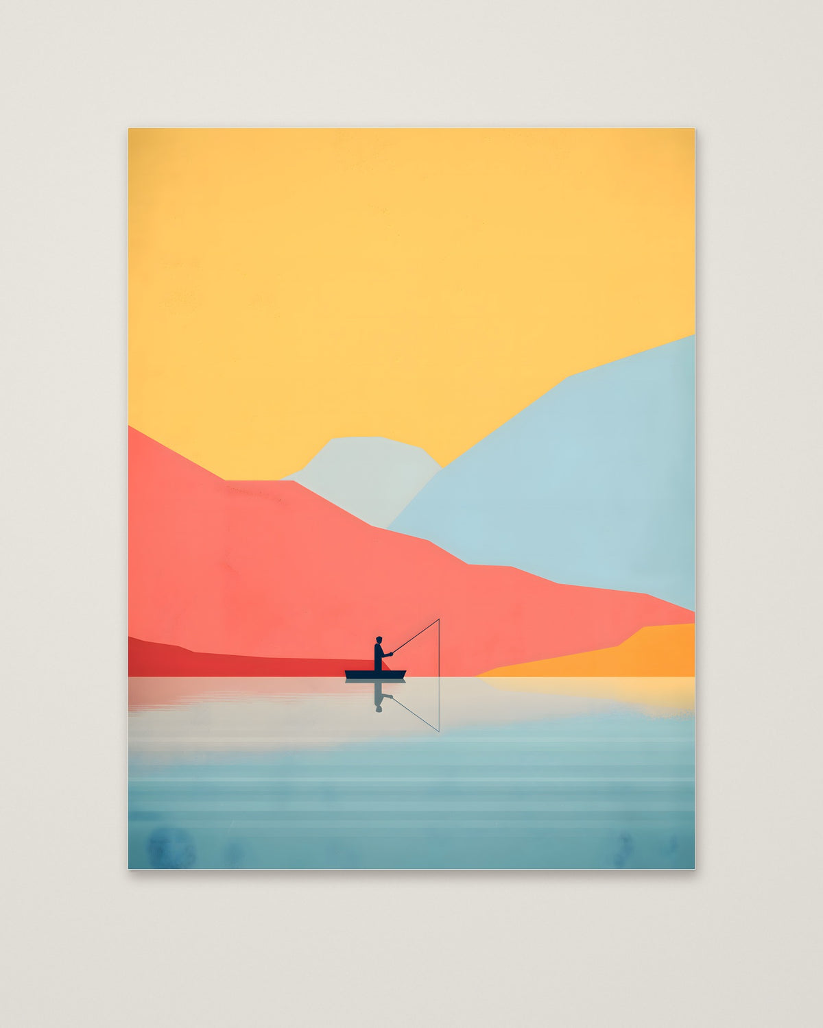 Minimalist Fishing Landscape Art as an unframed matte paper print