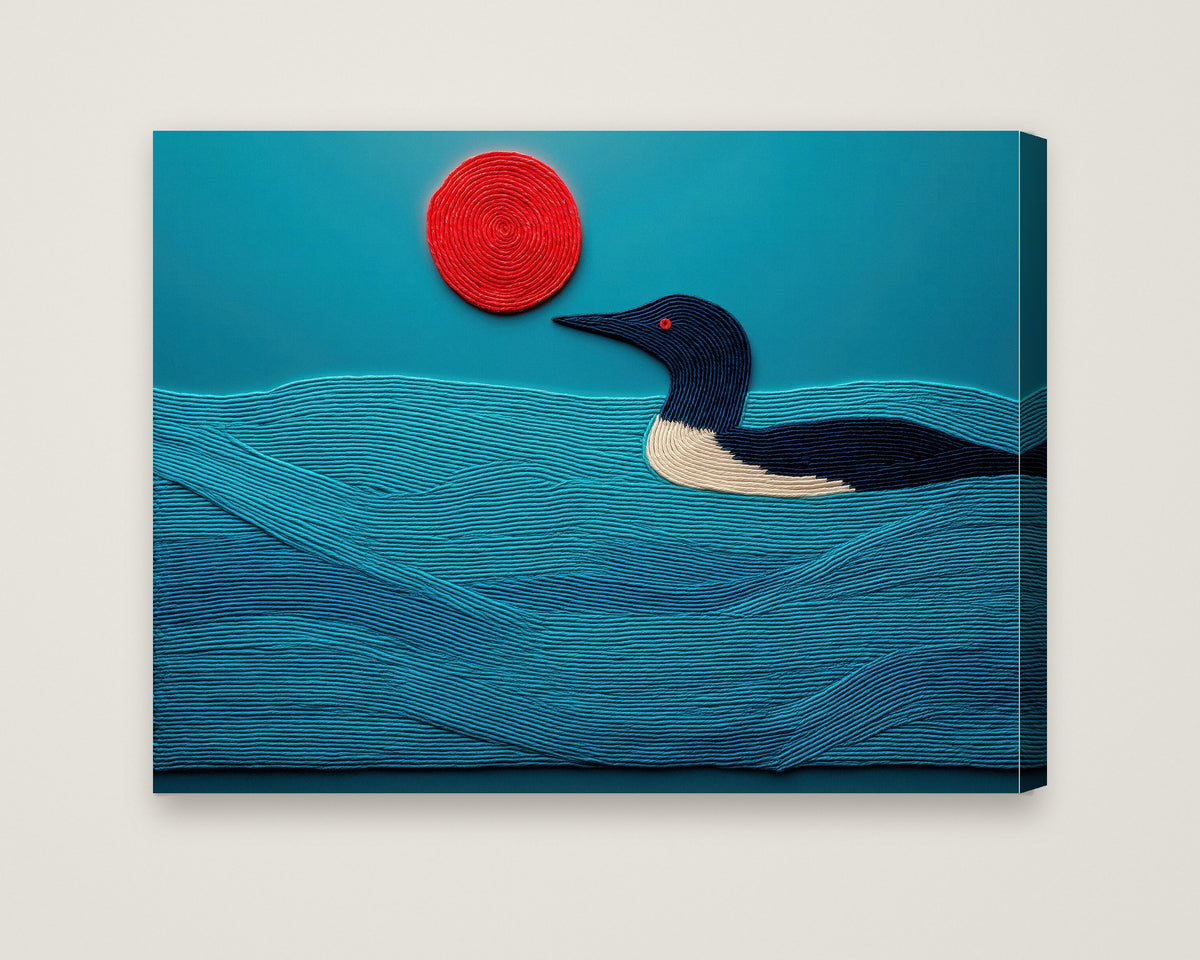 Minimalist Loon Bird Wall Art as a stretched canvas