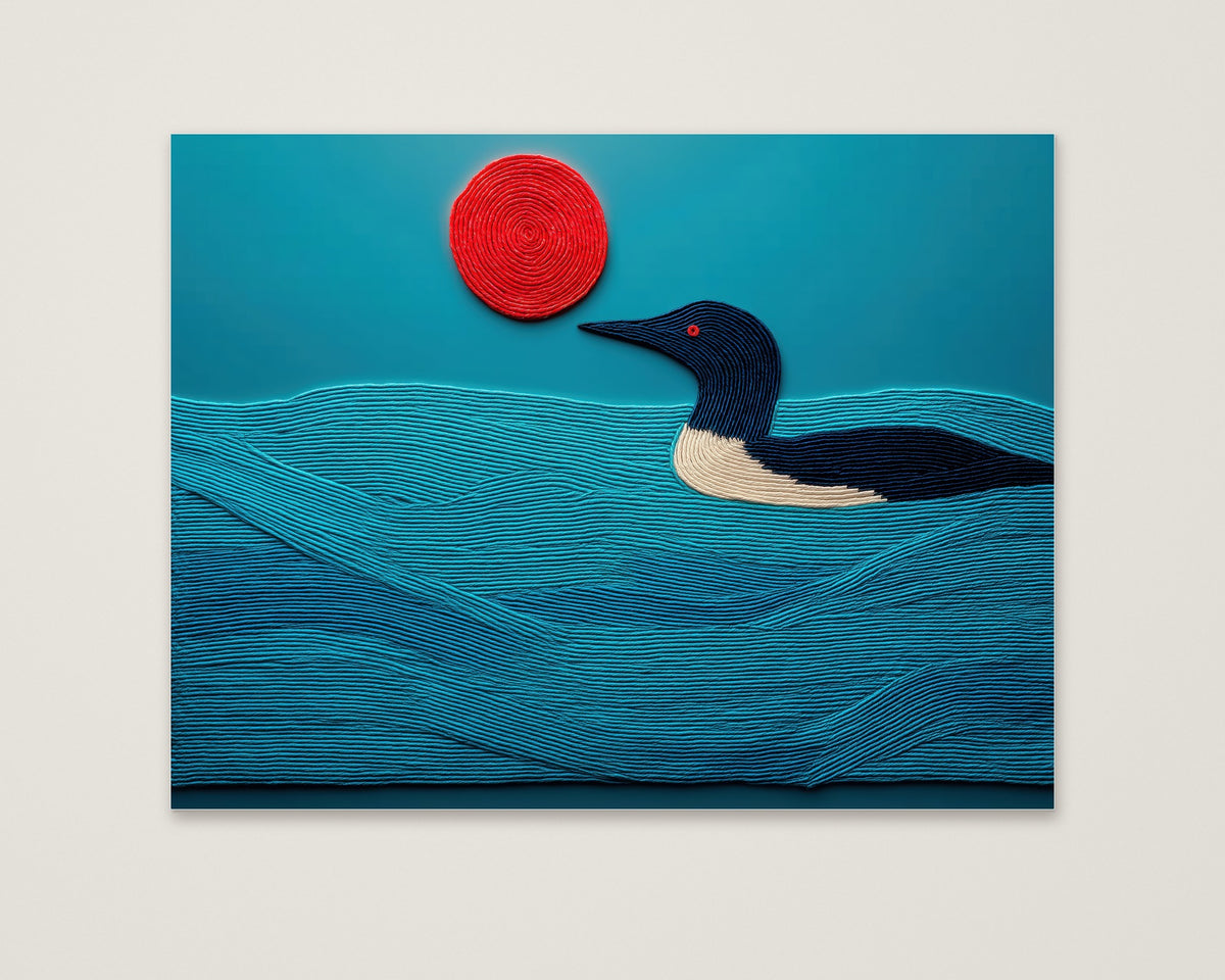 Minimalist Loon Bird Wall Art as an unframed matte paper print
