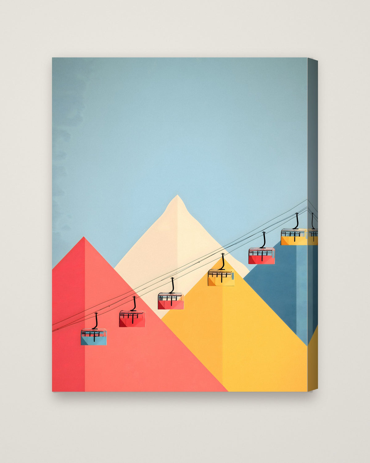 Minimalist Ski Gondola Mountain Art as a stretched canvas