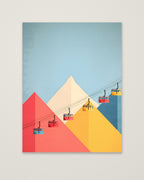 Minimalist Ski Gondola Mountain Art as an unframed matte paper print