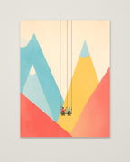 Minimalist Ski Lift Couple Art as an unframed matte paper print