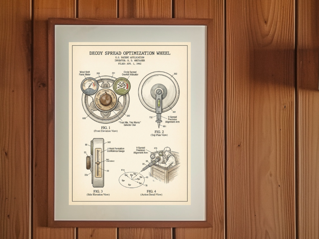 Decoy Spread Optimization Patent-Style Art art print, styled room view 1