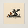 Moose Canoe Vintage Illustration as an unframed matte paper print