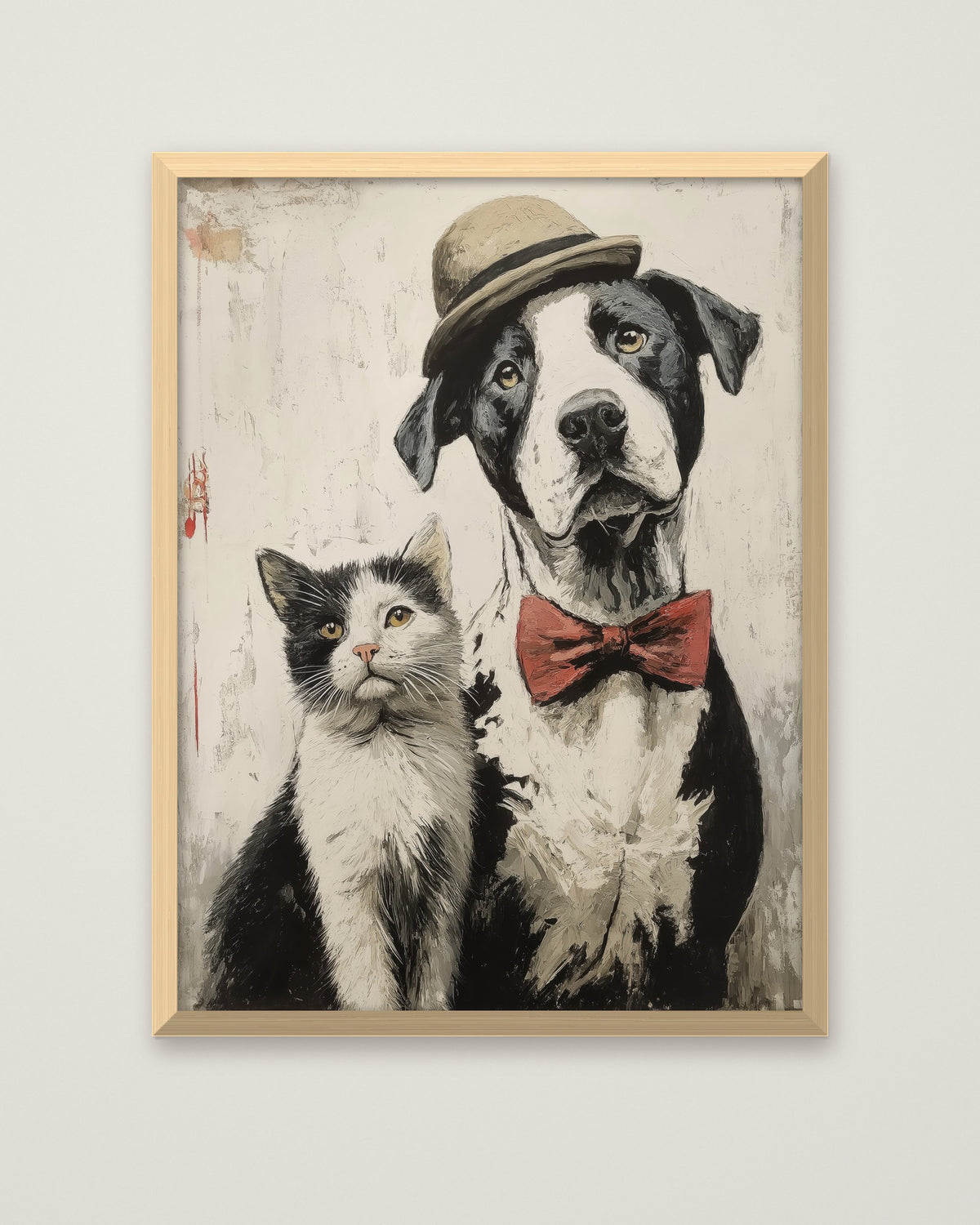 Noir Alley Gentlemen Art in a natural wood frame