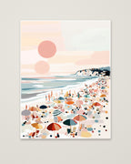 Pastel Beach Crowd Art as an unframed matte paper print
