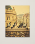 Pigeons European City Architecture Art as an unframed matte paper print