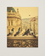 Pigeons European City Architecture Art as an unframed matte paper print