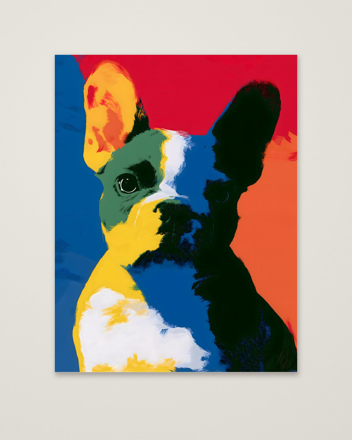Pop Art French Bulldog Print as an unframed matte paper print