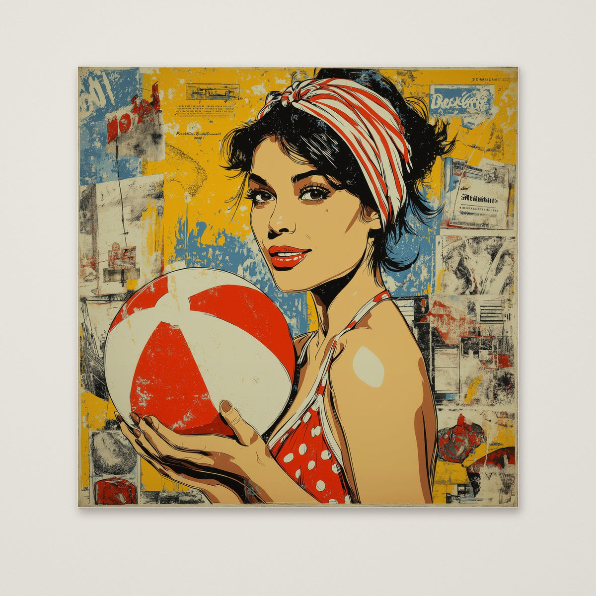 Retro Ball Game Pop Art as an unframed matte paper print
