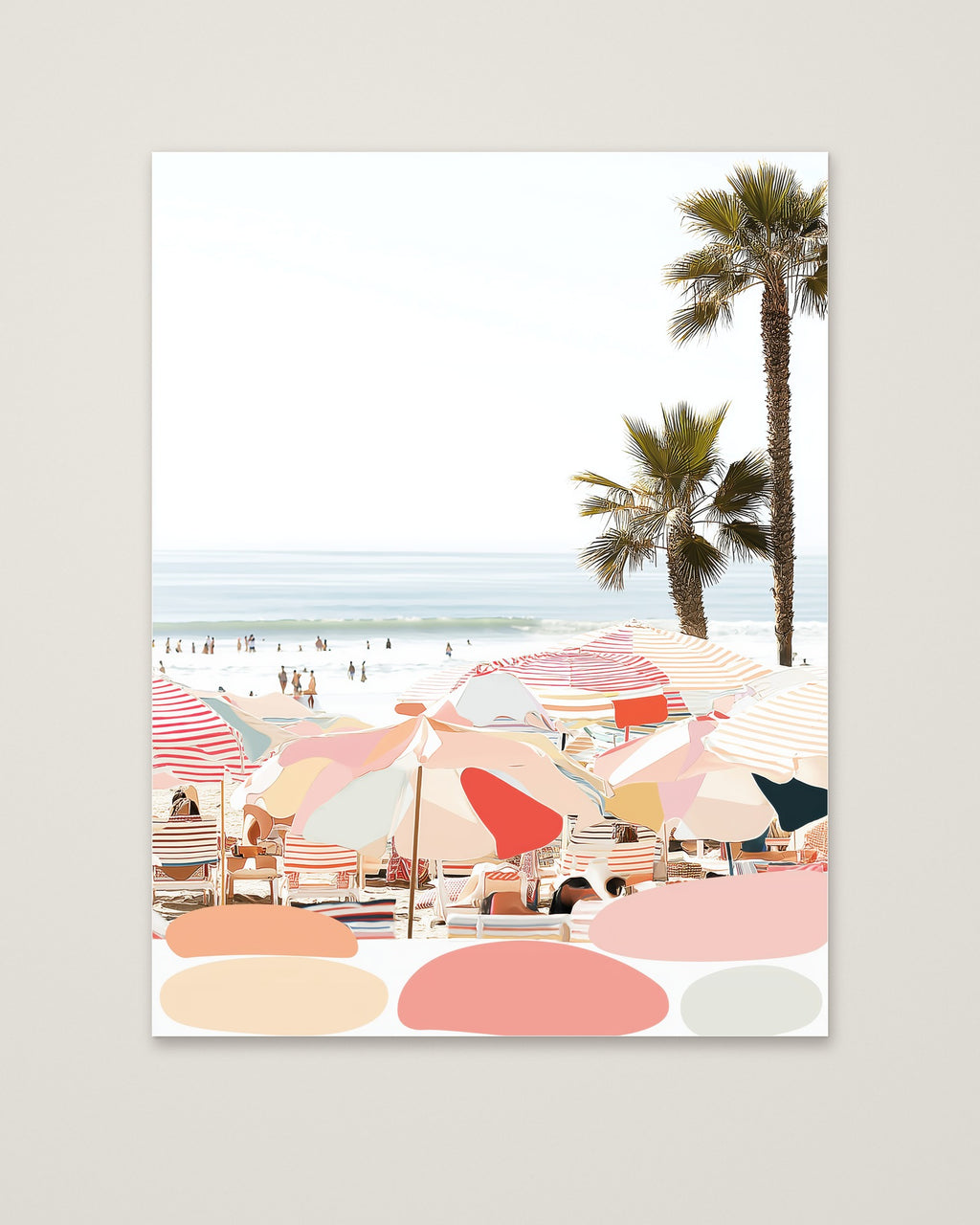 Retro Beach Umbrella Art as an unframed matte paper print