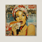 Retro Hot Dog Pop Art as an unframed matte paper print