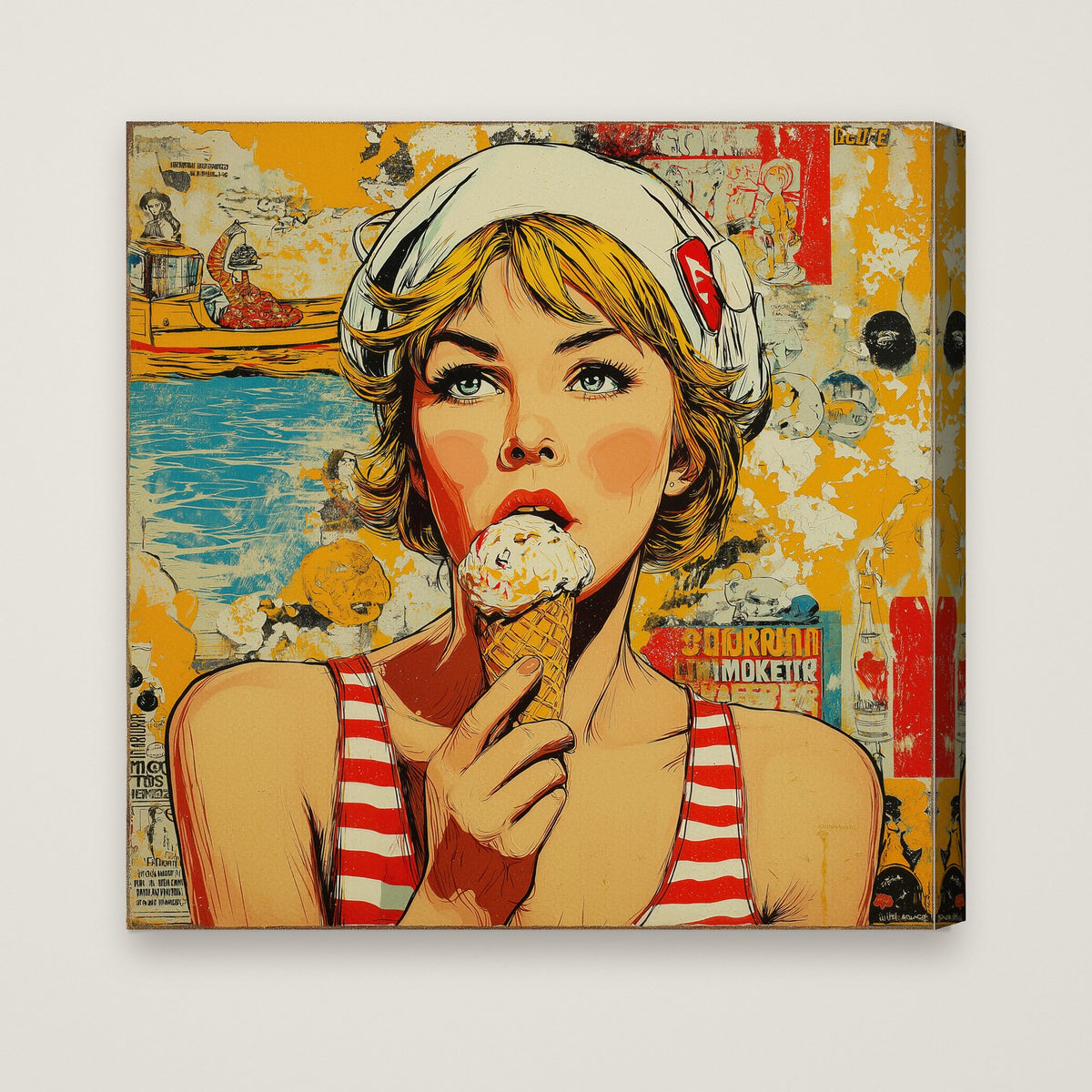 Retro Ice Cream Pop Art as a stretched canvas