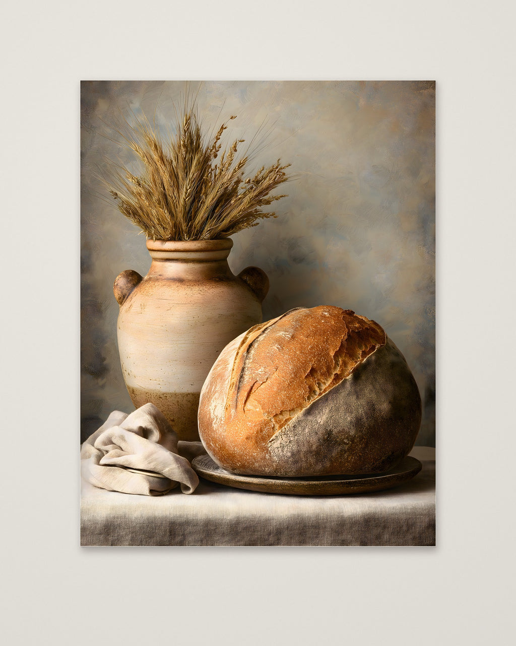 Rustic Bread Still Life Art as an unframed matte paper print