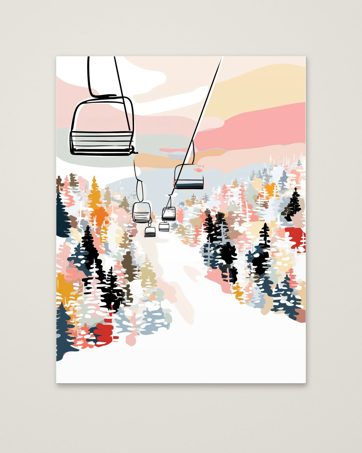 Ski Lift Mountain Art as an unframed matte paper print