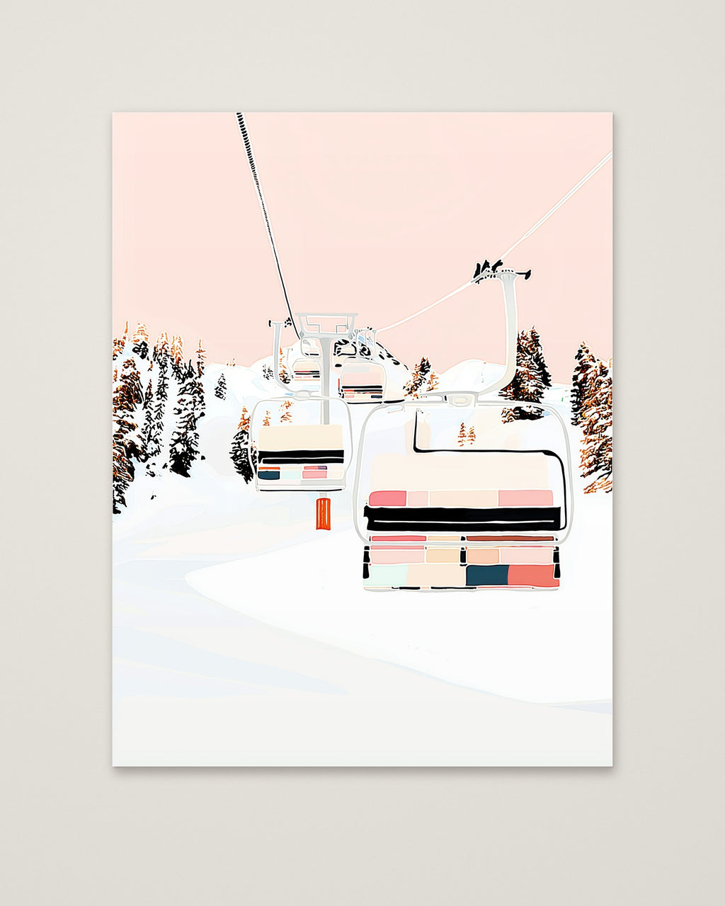 Ski Lift Winter Mountain Art as an unframed matte paper print