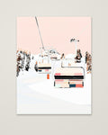 Ski Lift Winter Mountain Art as an unframed matte paper print