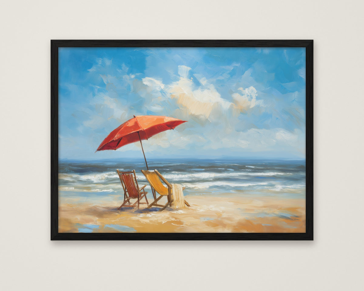 Sunny Afternoon Watercolor Art in a black frame