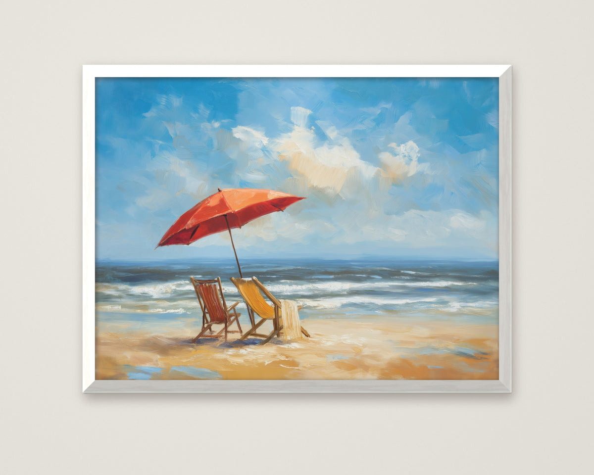 Sunny Afternoon Watercolor Art in a white frame