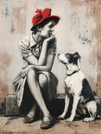 Woman and Dog Street Art art print